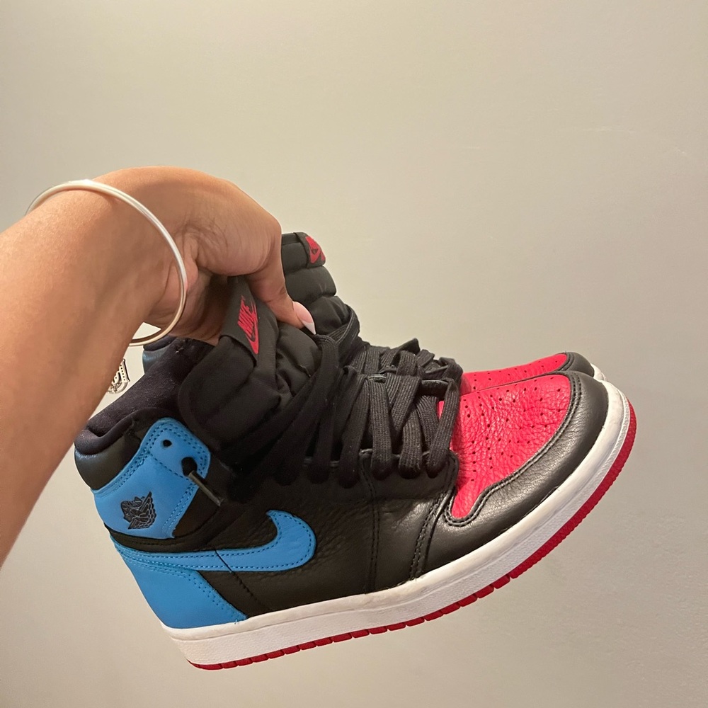 Nike Air Jordan Black, Red, and Blue Sneakers